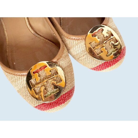TORY BURCH Reva Raffia Woven Plaid Ballet Flats Size 7.5 - Picture 3 of 8